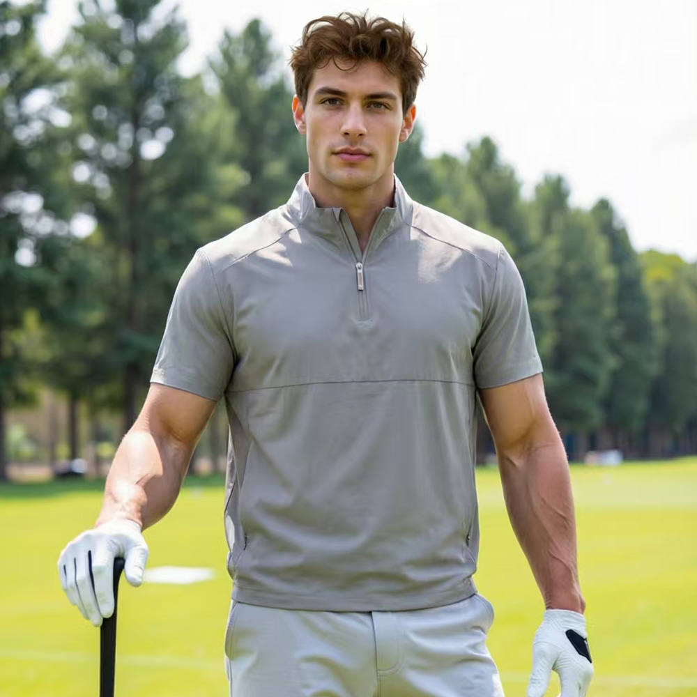 Camiseta de secado rápido con media cremallera para hombre