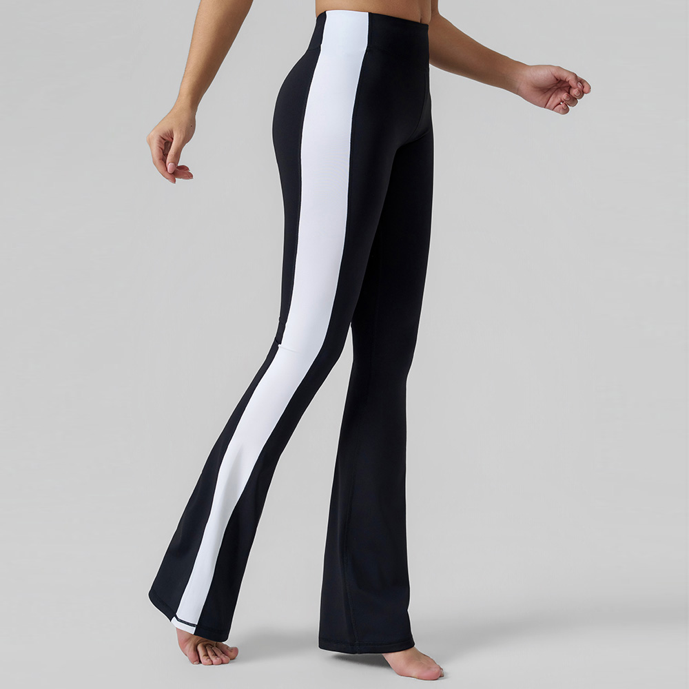 Pantalones de yoga acampanados delgados con bloques de color