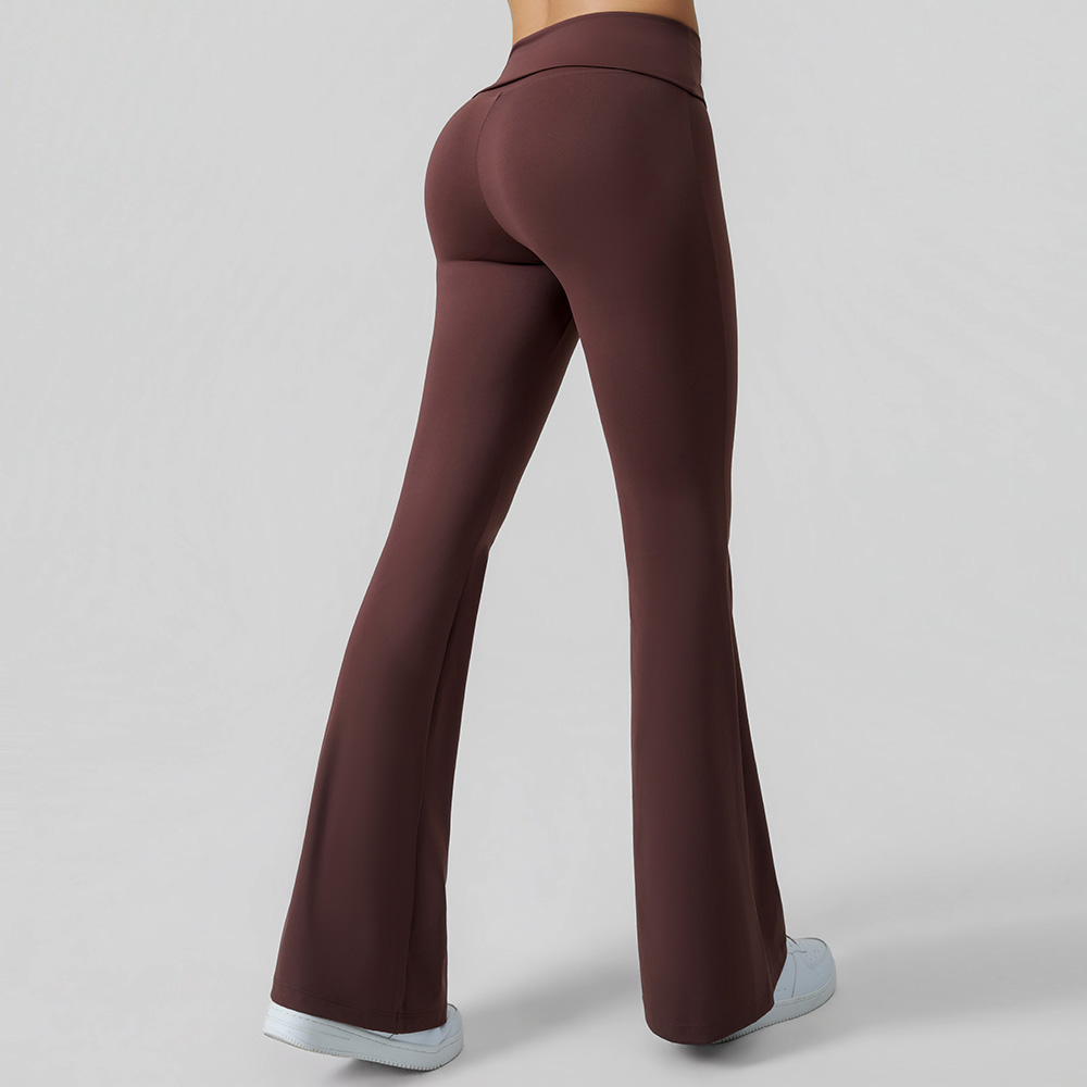 Pantalones acampanados plegables de cintura alta