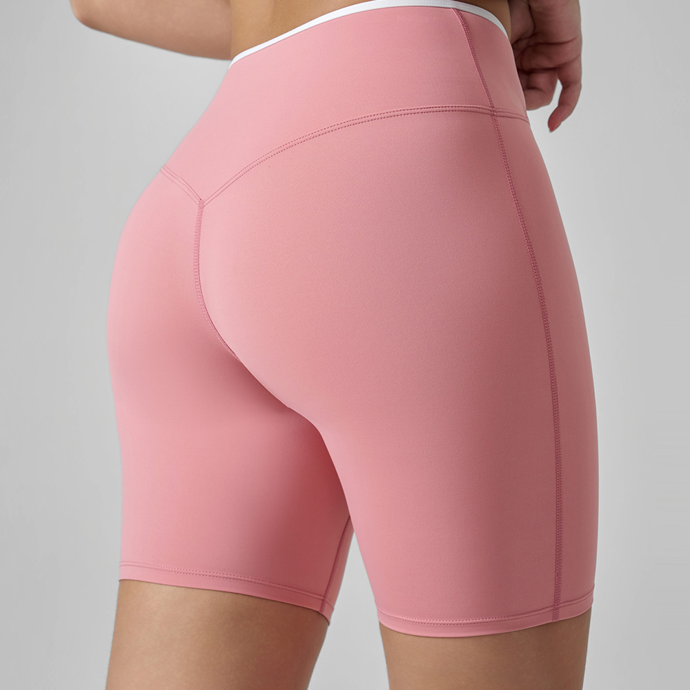 Pantalones cortos de motociclista con cintura en V y ribete en contraste