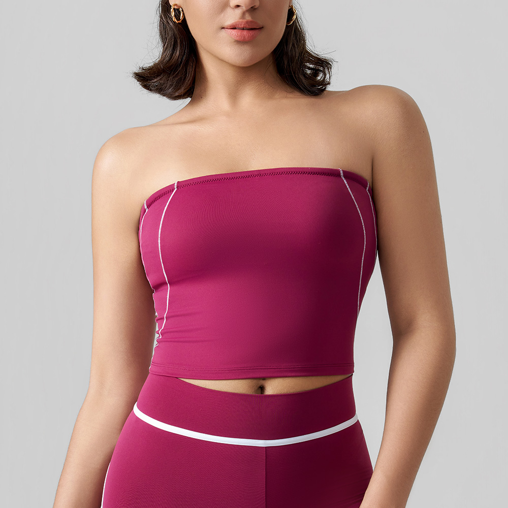Sujetador bandeau envuelto en bloques de color